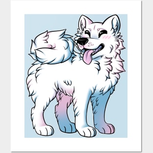 Smiley Samoyed - Black Lines Posters and Art